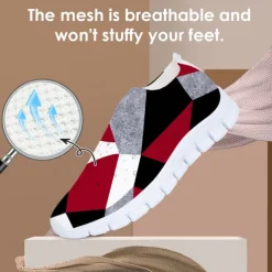 Women's Abstract Art Print Slip-On Sneakers - Breathable Flyknit Casual Shoes for Everyday Wear and Comfort