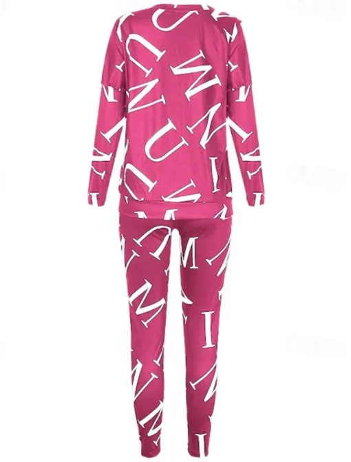 Women's Active Sports Shirt Pants Sets Pants Trousers Long Sleeve One Shoulder Letter Print Casual Daily Black White Pink Spring & Fall Regular Fit