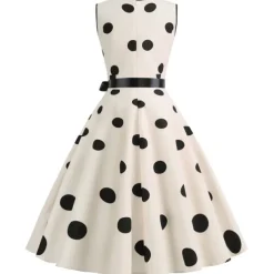Women's A-Line Rockabilly Dress Polka Dots Swing Dress Flare Dress with Accessories Set 1950s Grease Outfits 60s Retro Vintage with Headband Chiffon Scarf Earrings Pearl Necklace Gloves