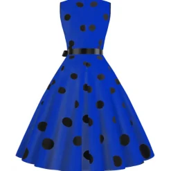 Women's A-Line Rockabilly Dress Polka Dots Swing Dress Flare Dress with Accessories Set 1950s Grease Outfits 60s Retro Vintage with Headband Chiffon Scarf Earrings Pearl Necklace Gloves