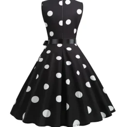 Women's A-Line Rockabilly Dress Polka Dots Swing Dress Flare Dress with Accessories Set 1950s Grease Outfits 60s Retro Vintage with Headband Chiffon Scarf Earrings Pearl Necklace Gloves