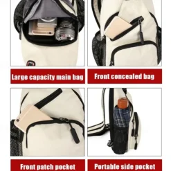 Women's and Men's Sling Crossbody Backpack with Multiple Pockets and Earphone Hole - Lightweight Sports Shoulder Bag for Travel and Daily Use