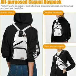 Women's and Men's Sling Crossbody Backpack with Multiple Pockets and Earphone Hole - Lightweight Sports Shoulder Bag for Travel and Daily Use