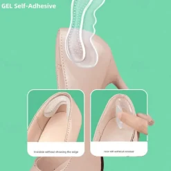 Women's Anti-Slip Gel Heel Cushion Inserts – Transparent Silicone Shoe Pads for Blister Prevention & Comfort – Ideal for High Heels, Flats & Loafers