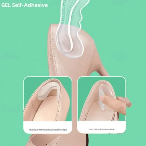 Women's Anti-Slip Gel Heel Cushion Inserts – Transparent Silicone Shoe Pads for Blister Prevention & Comfort – Ideal for High Heels, Flats & Loafers