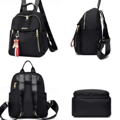 Women's Backpack Mini Backpack Commuter Backpack School Daily Solid Color Oxford Cloth Large Capacity Lightweight Durable Pendant Zipper Black Red Khaki