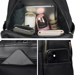 Women's Backpack Mini Backpack Commuter Backpack School Daily Solid Color Oxford Cloth Large Capacity Lightweight Durable Pendant Zipper Black Red Khaki