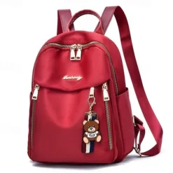 Women's Backpack Mini Backpack Commuter Backpack School Daily Solid Color Oxford Cloth Large Capacity Lightweight Durable Pendant Zipper Black Red Khaki