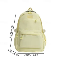 Women's Backpack School Bag Bookbag School Daily Solid Color Nylon Large Capacity Breathable Durable Zipper Black Yellow Blue