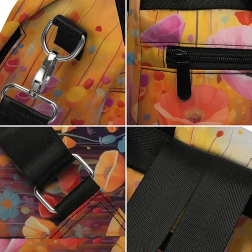 Women's Backpack School Bag Bookbag School Outdoor Daily Floral Print Flower Polyester Large Capacity Waterproof Multi Carry Zipper Print Yellow Red