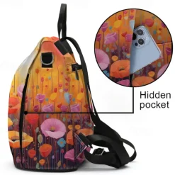 Women's Backpack School Bag Bookbag School Outdoor Daily Floral Print Flower Polyester Large Capacity Waterproof Multi Carry Zipper Print Yellow Red