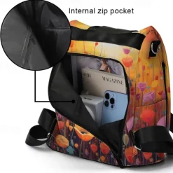Women's Backpack School Bag Bookbag School Outdoor Daily Floral Print Flower Polyester Large Capacity Waterproof Multi Carry Zipper Print Yellow Red