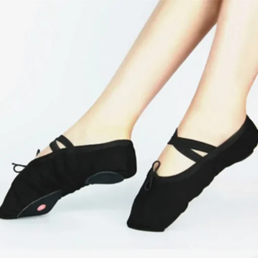 Women's Ballet Shoes Practice Flat Sneaker Practice Gore Elastic Band Slip-on Kid's Black White Red