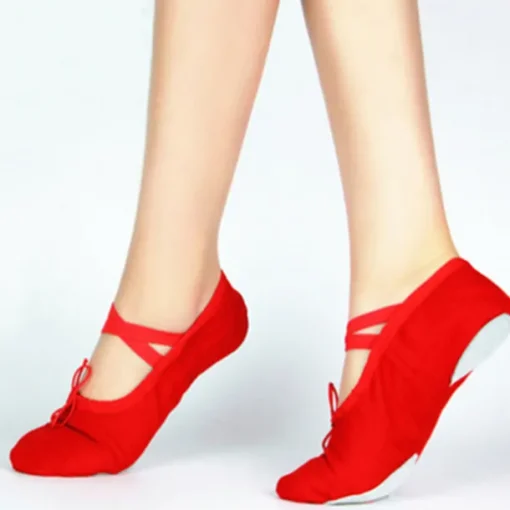 Women's Ballet Shoes Practice Flat Sneaker Practice Gore Elastic Band Slip-on Kid's Black White Red