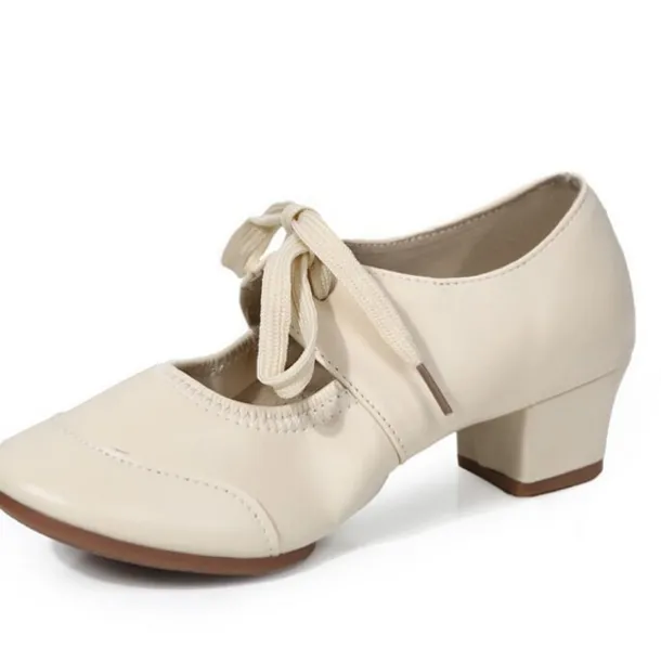 Women's Ballroom Dance Shoes Modern Dance Shoes Practice Heel Solid Color Cuban Heel Silver Black White