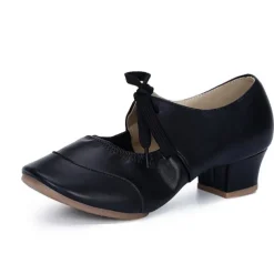 Women's Ballroom Dance Shoes Modern Dance Shoes Practice Heel Solid Color Cuban Heel Silver Black White