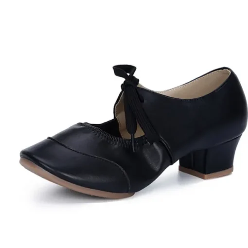 Women's Ballroom Dance Shoes Modern Dance Shoes Practice Heel Solid Color Cuban Heel Silver Black White