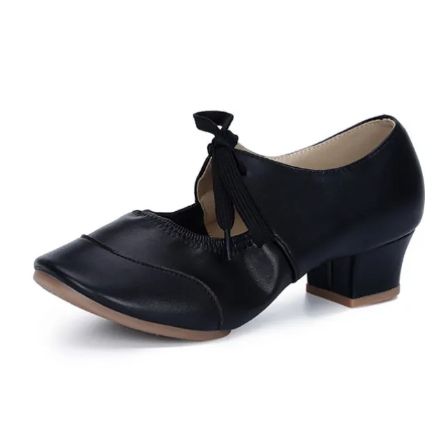 Women's Ballroom Dance Shoes Modern Dance Shoes Practice Heel Solid Color Cuban Heel Silver Black White