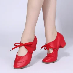 Women's Ballroom Dance Shoes Modern Dance Shoes Practice Heel Solid Color Cuban Heel Silver Black White
