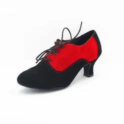 Women's Ballroom Dance Shoes Modern Dance Shoes Swing Shoes Indoor Professional ChaCha Heel Splicing Lace-up Black / Silver Black / Red Black