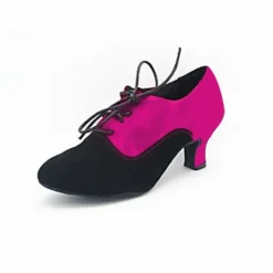 Women's Ballroom Dance Shoes Modern Dance Shoes Swing Shoes Indoor Professional ChaCha Heel Splicing Lace-up Black / Silver Black / Red Black
