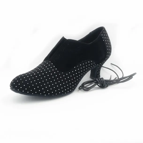 Women's Ballroom Dance Shoes Modern Dance Shoes Swing Shoes Indoor Professional ChaCha Heel Splicing Lace-up Black / Silver Black / Red Black