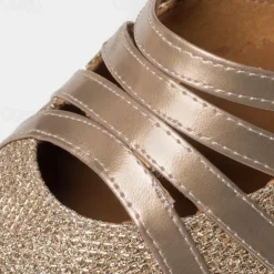Women's Ballroom Dance Shoes Modern Shoes Stage Indoor Professional Heel Glitter Splicing Flared Heel Black Silver Gold