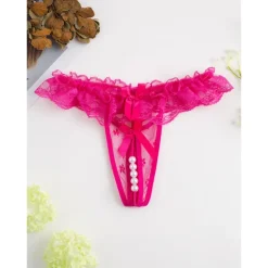 Women's Beaded Mesh Hole Sexy Jacquard G-strings & Thongs Panties Micro-elastic Mid Waist Super Sexy Lace Red Floral / Home / Apparel & Accessories Home Outfits