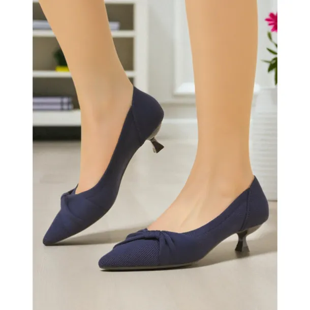 Women's Beige Mesh Pointed Toe Kitten Heels with Bow Detail - Comfortable and Stylish Low Heel Pumps for Casual and Office Wear