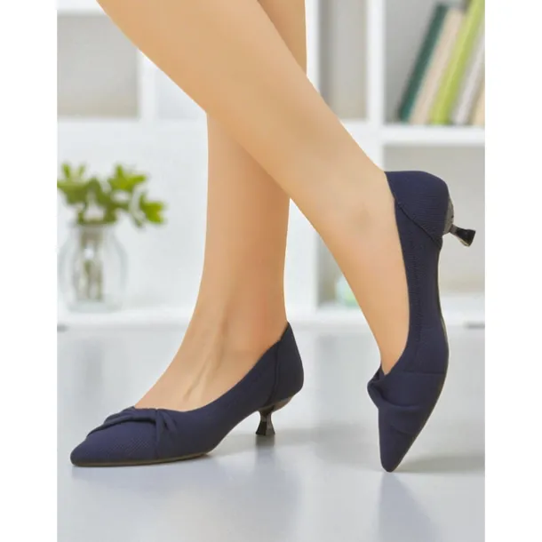 Women's Beige Mesh Pointed Toe Kitten Heels with Bow Detail - Comfortable and Stylish Low Heel Pumps for Casual and Office Wear