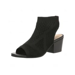 Women's Beige Peep-Toe Knit Ankle Booties with Block Heel, Breathable Summer Sandals for Casual and Office Wear