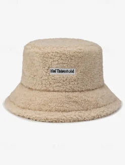 Women's Beige Sherpa Bucket Hat – Cozy Fleece Winter Hat for Casual Wear and Outdoor Activities