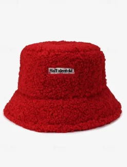 Women's Beige Sherpa Bucket Hat – Cozy Fleece Winter Hat for Casual Wear and Outdoor Activities