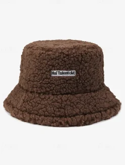Women's Beige Sherpa Bucket Hat – Cozy Fleece Winter Hat for Casual Wear and Outdoor Activities