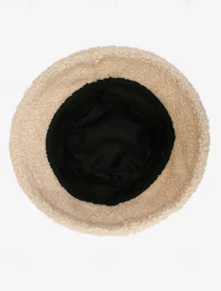Women's Beige Sherpa Bucket Hat – Cozy Fleece Winter Hat for Casual Wear and Outdoor Activities