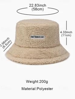 Women's Beige Sherpa Bucket Hat – Cozy Fleece Winter Hat for Casual Wear and Outdoor Activities