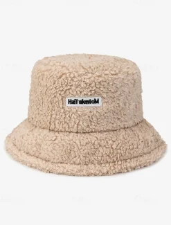 Women's Beige Sherpa Bucket Hat – Cozy Fleece Winter Hat for Casual Wear and Outdoor Activities
