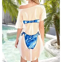 Women's Bikini Shirt Cover Up Dress Funny Cute Bikini Print for Swimwear Short Sleeve 3D Graphic Baggy Swimwear Cover-Up