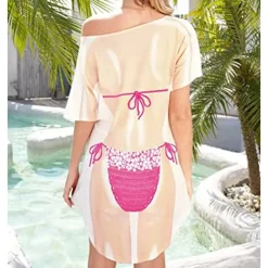 Women's Bikini Shirt Cover Up Dress Funny Cute Bikini Print for Swimwear Short Sleeve 3D Graphic Baggy Swimwear Cover-Up