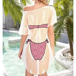 Women's Bikini Shirt Cover Up Dress Funny Cute Bikini Print for Swimwear Short Sleeve 3D Graphic Baggy Swimwear Cover-Up