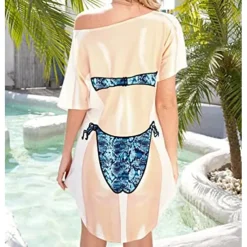 Women's Bikini Shirt Cover Up Dress Funny Cute Bikini Print for Swimwear Short Sleeve 3D Graphic Baggy Swimwear Cover-Up