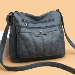 Women's Black Brown Crossbody Bag with Multiple Zippered Pockets - Stylish & Practical Everyday Shoulder Bag for Work & Casual Use