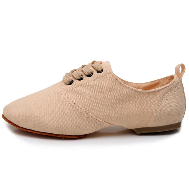 Women's Black Canvas Jazz Dance Shoes with Lace-Up Design – Comfortable and Lightweight Footwear for Jazz, Ballroom, Latin, and Social Dance