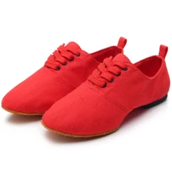 Women's Black Canvas Jazz Dance Shoes with Lace-Up Design – Comfortable and Lightweight Footwear for Jazz, Ballroom, Latin, and Social Dance