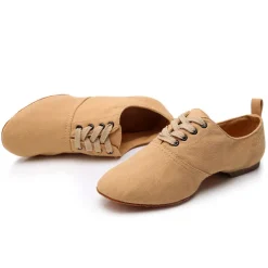 Women's Black Canvas Jazz Dance Shoes with Lace-Up Design – Comfortable and Lightweight Footwear for Jazz, Ballroom, Latin, and Social Dance