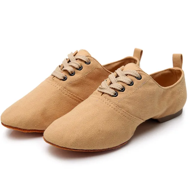 Women's Black Canvas Jazz Dance Shoes with Lace-Up Design – Comfortable and Lightweight Footwear for Jazz, Ballroom, Latin, and Social Dance