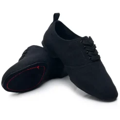 Women's Black Canvas Jazz Dance Shoes with Lace-Up Design – Comfortable and Lightweight Footwear for Jazz, Ballroom, Latin, and Social Dance