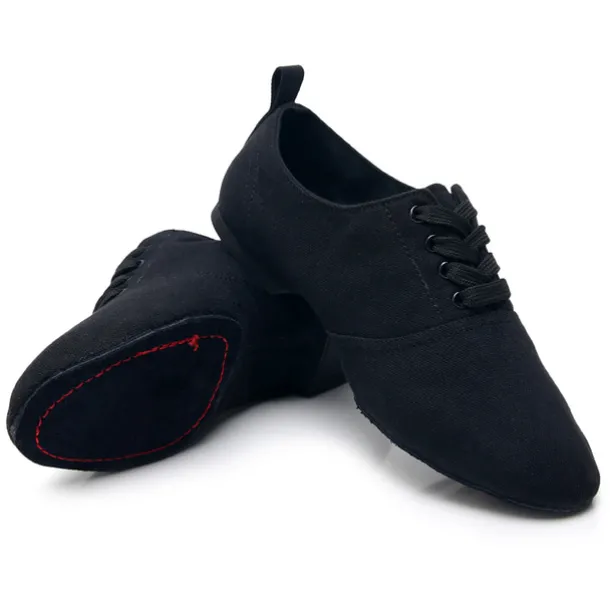 Women's Black Canvas Jazz Dance Shoes with Lace-Up Design – Comfortable and Lightweight Footwear for Jazz, Ballroom, Latin, and Social Dance