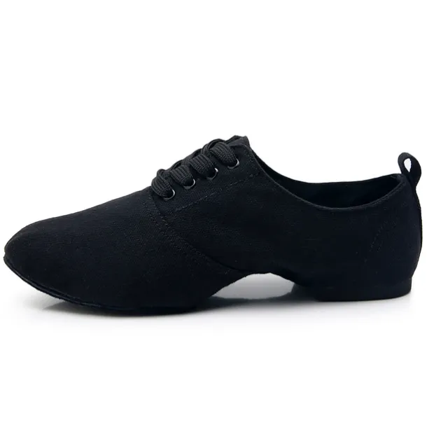 Women's Black Canvas Jazz Dance Shoes with Lace-Up Design – Comfortable and Lightweight Footwear for Jazz, Ballroom, Latin, and Social Dance