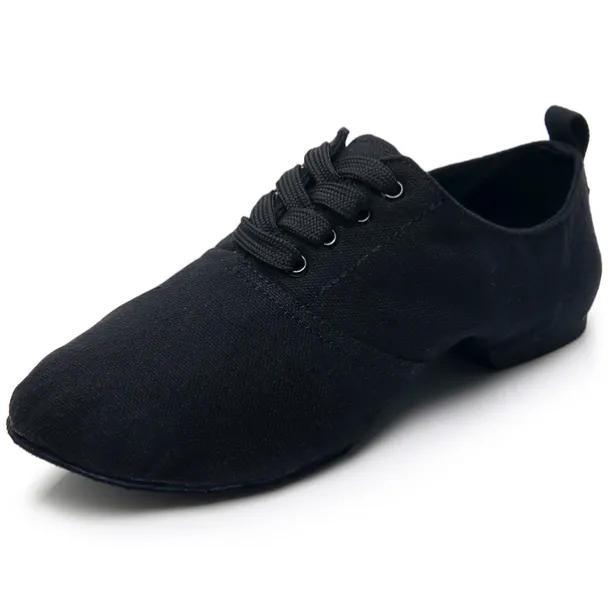 Women's Black Canvas Jazz Dance Shoes with Lace-Up Design – Comfortable and Lightweight Footwear for Jazz, Ballroom, Latin, and Social Dance